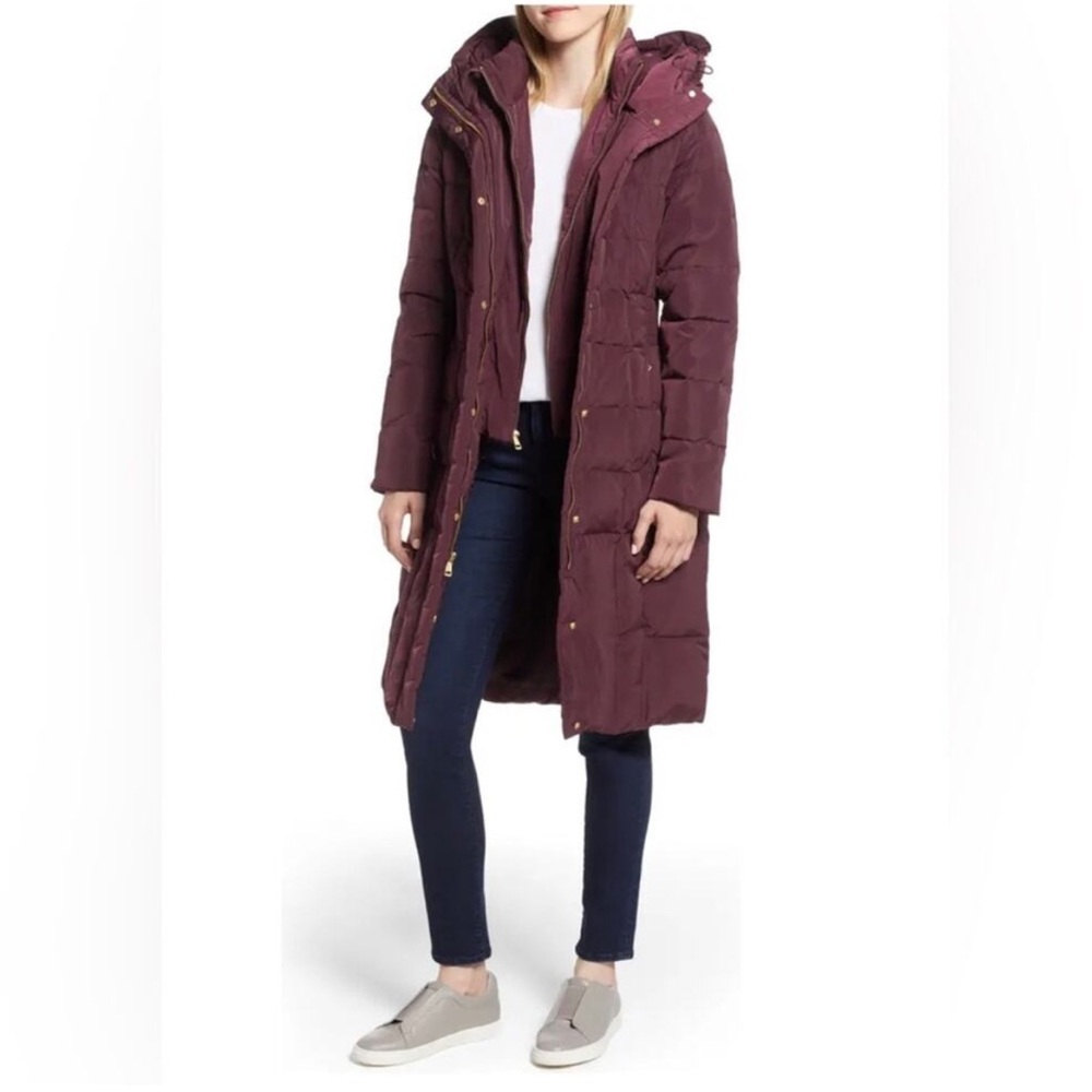 Cole Haan Maroon Quilted Down Jacket